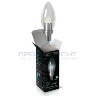 Лампа Gauss LED Candle Crystal clear 3W E14 4100K 1/10/100