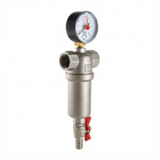 Фильтр тонкой очистки промывной VALTEC VT.389 - 1/2" (ВР/ВР, 250/1000 мкм, PN16, 110°C, манометр)