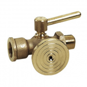 Кран шаровой трехходовый EMMETI - 1/4" (ВР/НР, PN4, Tmax 120°C, ручка-рычаг,с фланцем для манометра)