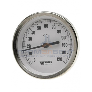 Термометр биметаллический аксиальный WATTS F+R801 OR - 1/2" (D-80 мм, шкала 0-120°C, гильза 75 мм)