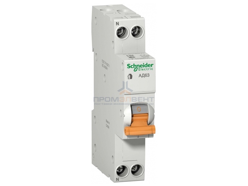 Дифференциальный автомат Schneider Electric АД63 1п+н 10A 30мA 4,5кА C